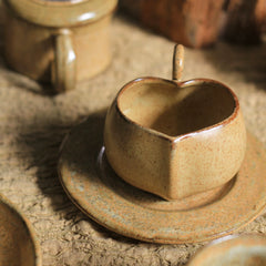 Vintage Heart-Shaped Ceramic Coffee Cup