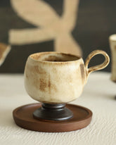 Wabi-Sabi Handmade Ceramic Pedestal Coffee Cup
