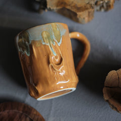 Vintage Tree Stump Style Ceramic Coffee Cup