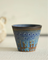 Vintage Reactive Glaze Underglaze Ceramic Coffee Cup