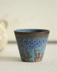 Vintage Reactive Glaze Underglaze Ceramic Coffee Cup