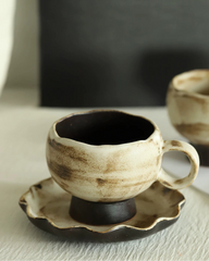 Wabi-Sabi Rustic Ceramic Pedestal Coffee Cup