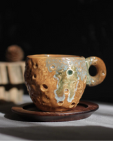 Vintage Underglaze Ceramic Coffee Cup
