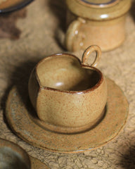 Vintage Heart-Shaped Ceramic Coffee Cup