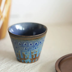 Vintage Reactive Glaze Underglaze Ceramic Coffee Cup
