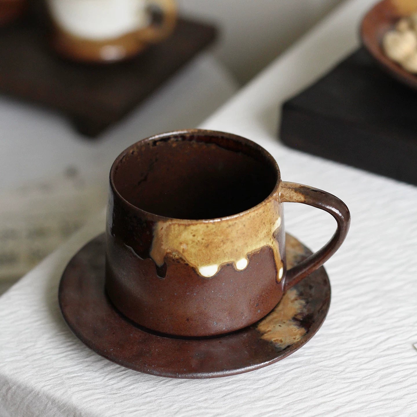 Vintage Reactive Glaze Rustic Ceramic Coffee Cup