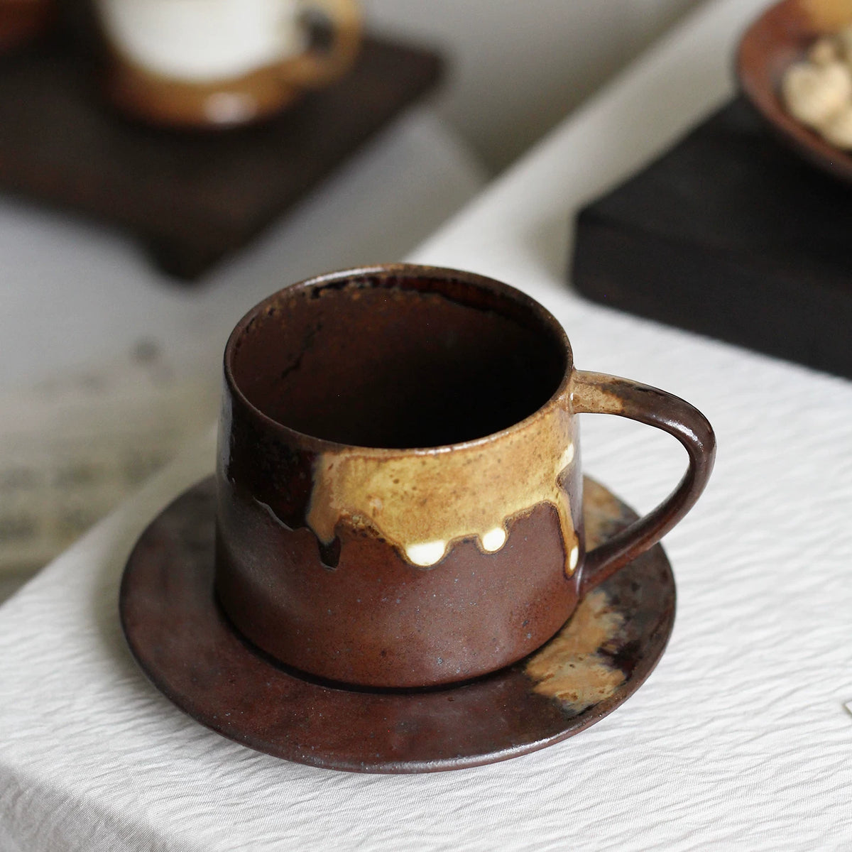 Vintage Reactive Glaze Rustic Ceramic Coffee Cup