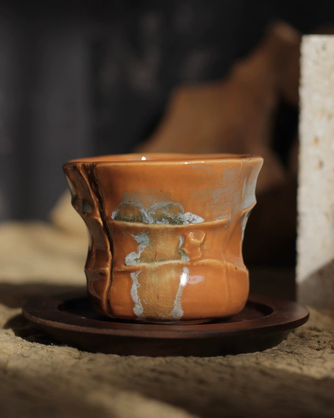 Vintage Irregular Underglaze Ceramic Coffee Cup