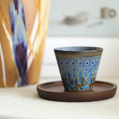 Vintage Reactive Glaze Underglaze Ceramic Coffee Cup