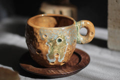 Vintage Underglaze Ceramic Coffee Cup