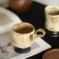 Wabi-Sabi Handmade Ceramic Pedestal Coffee Cup