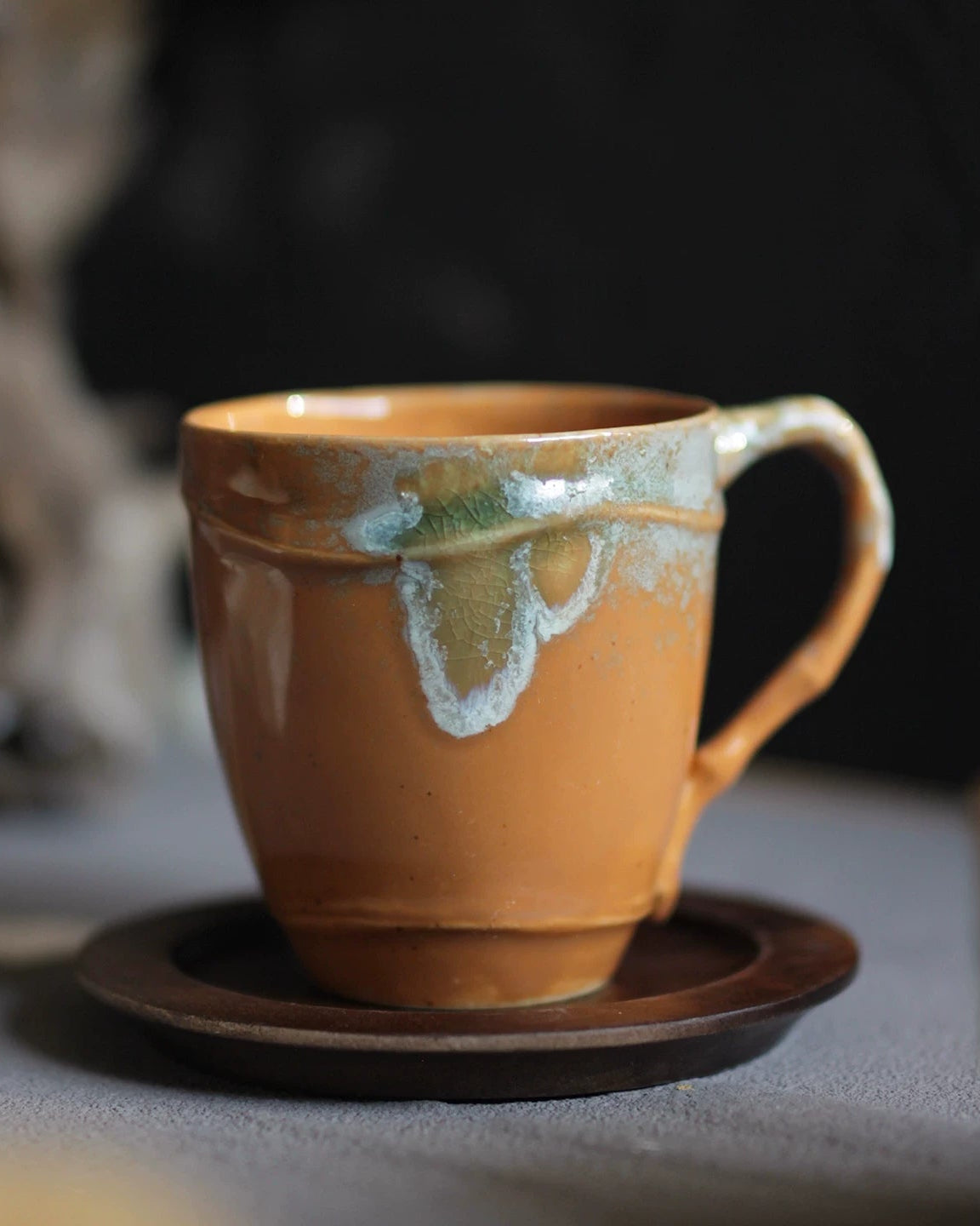 Vintage Bamboo-Style Ceramic Coffee Mug