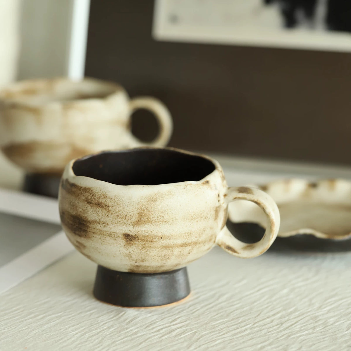 Wabi-Sabi Rustic Ceramic Pedestal Coffee Cup