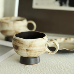 Wabi-Sabi Rustic Ceramic Pedestal Coffee Cup