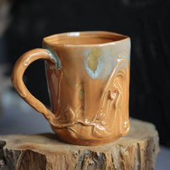 Vintage Tree Stump Style Ceramic Coffee Cup