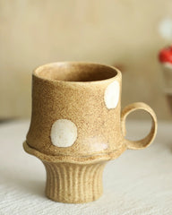 Wabi-Sabi Polka Dot Ceramic Pedestal Coffee Cup