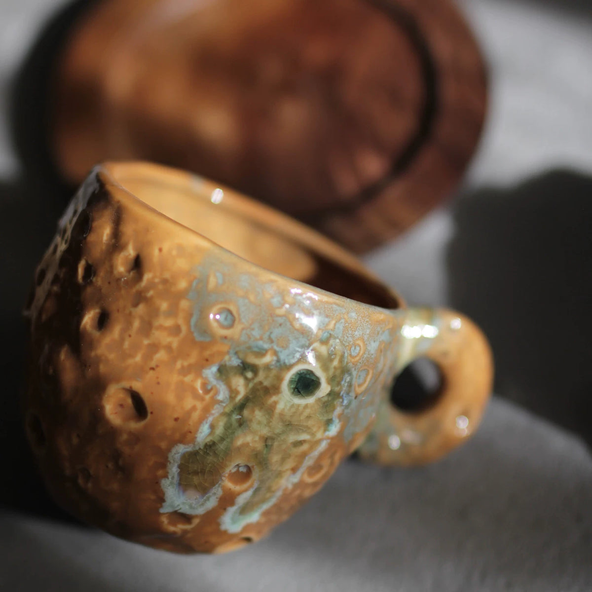 Vintage Underglaze Ceramic Coffee Cup