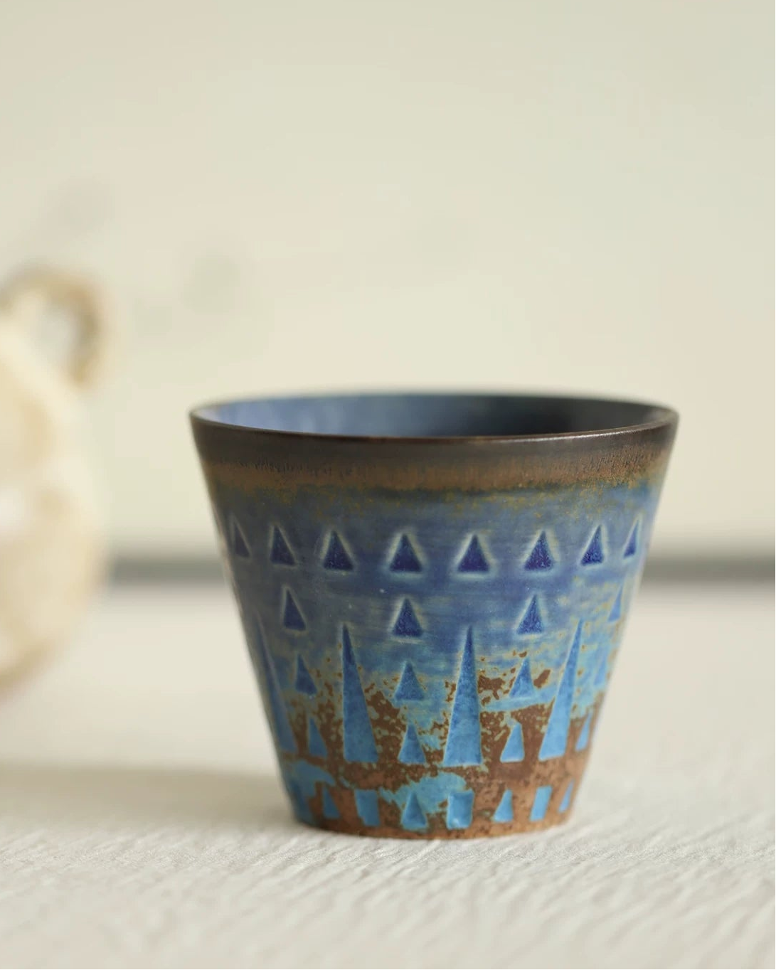 Vintage Reactive Glaze Underglaze Ceramic Coffee Cup