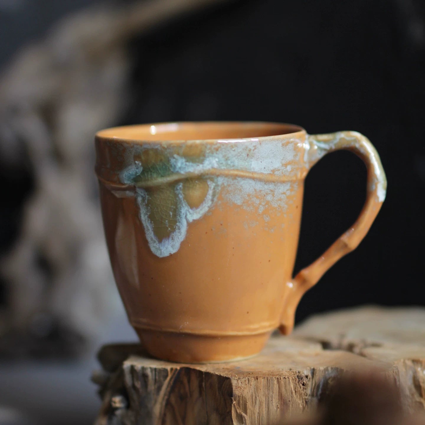 Vintage Bamboo-Style Ceramic Coffee Mug