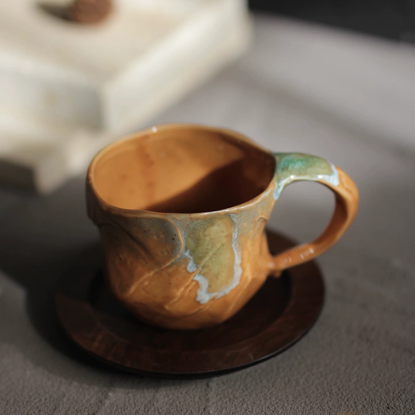 Vintage High-Fired Underglaze Ceramic Coffee Cup