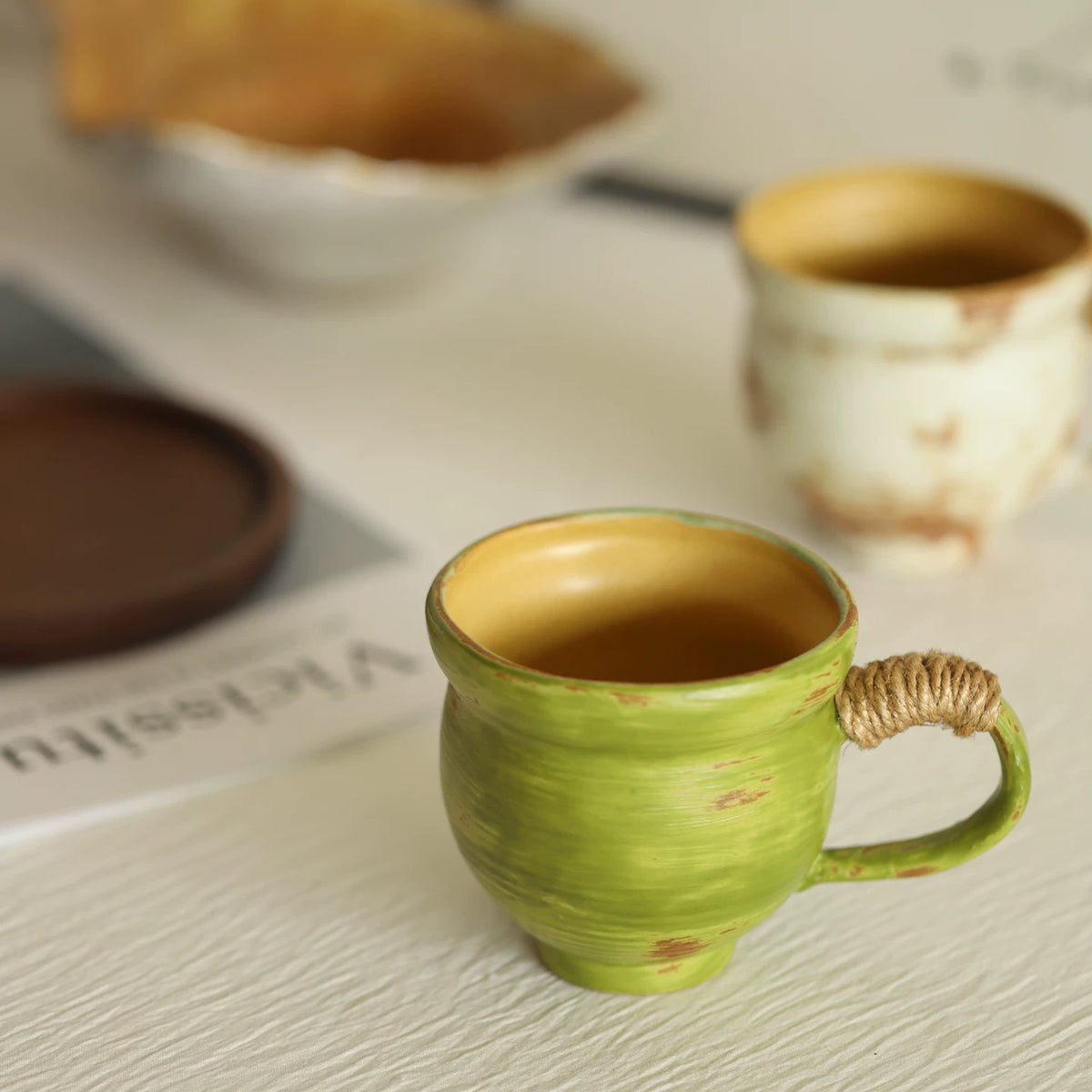 Vintage Reactive Glaze Rustic Ceramic Coffee Cup