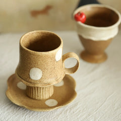 Wabi-Sabi Polka Dot Ceramic Pedestal Coffee Cup