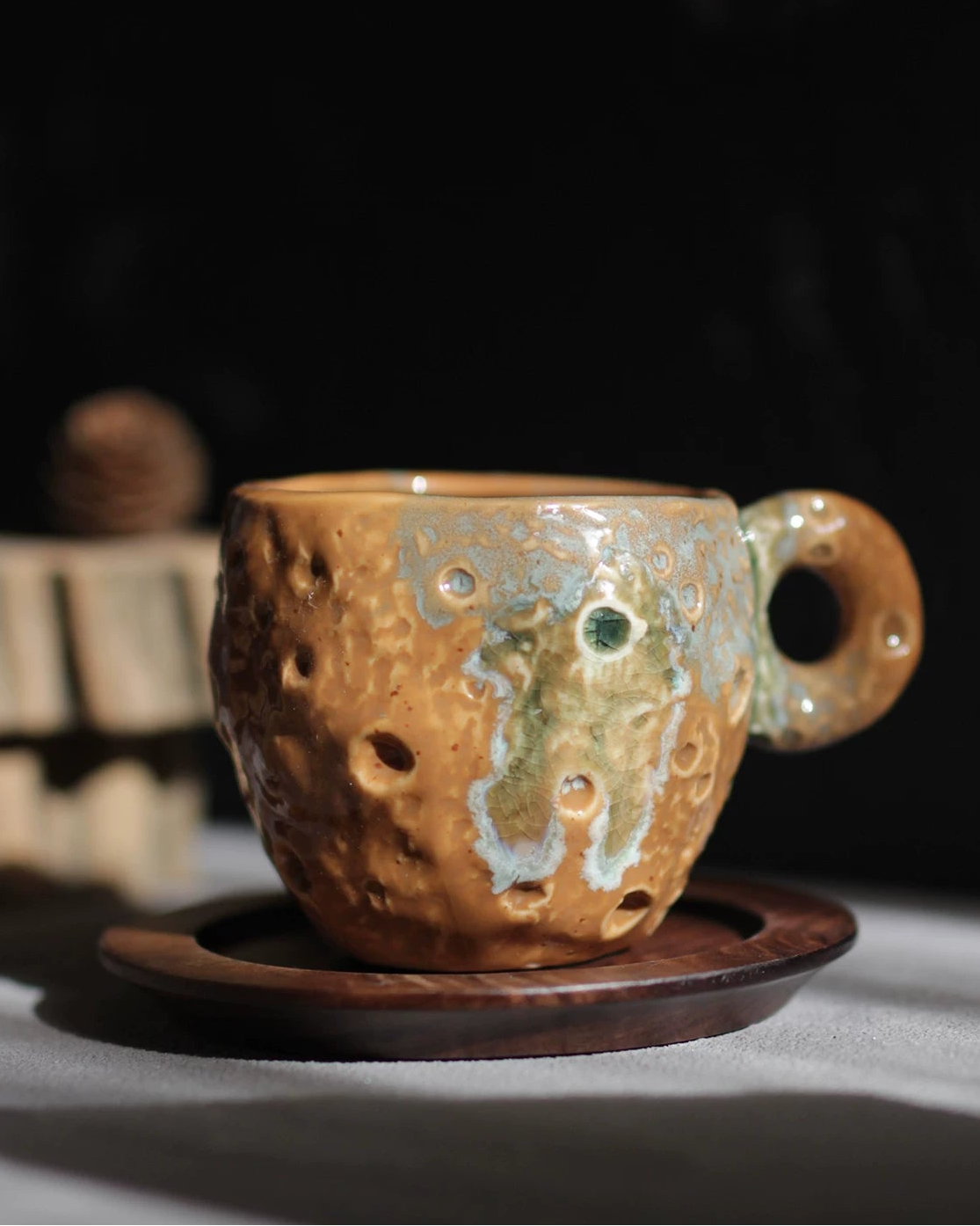 Vintage Underglaze Ceramic Coffee Cup