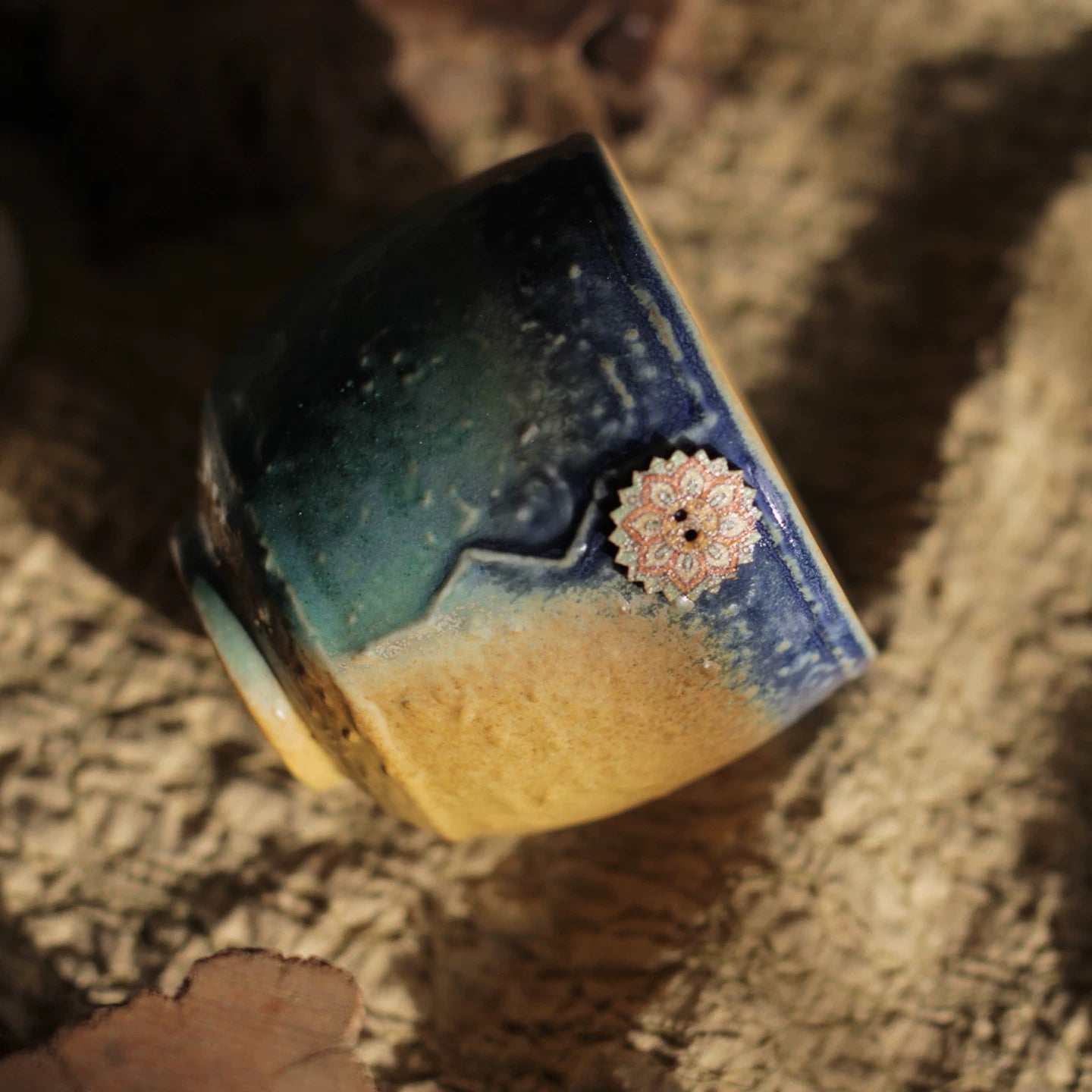 Vintage Underglaze Ceramic Latte Cup