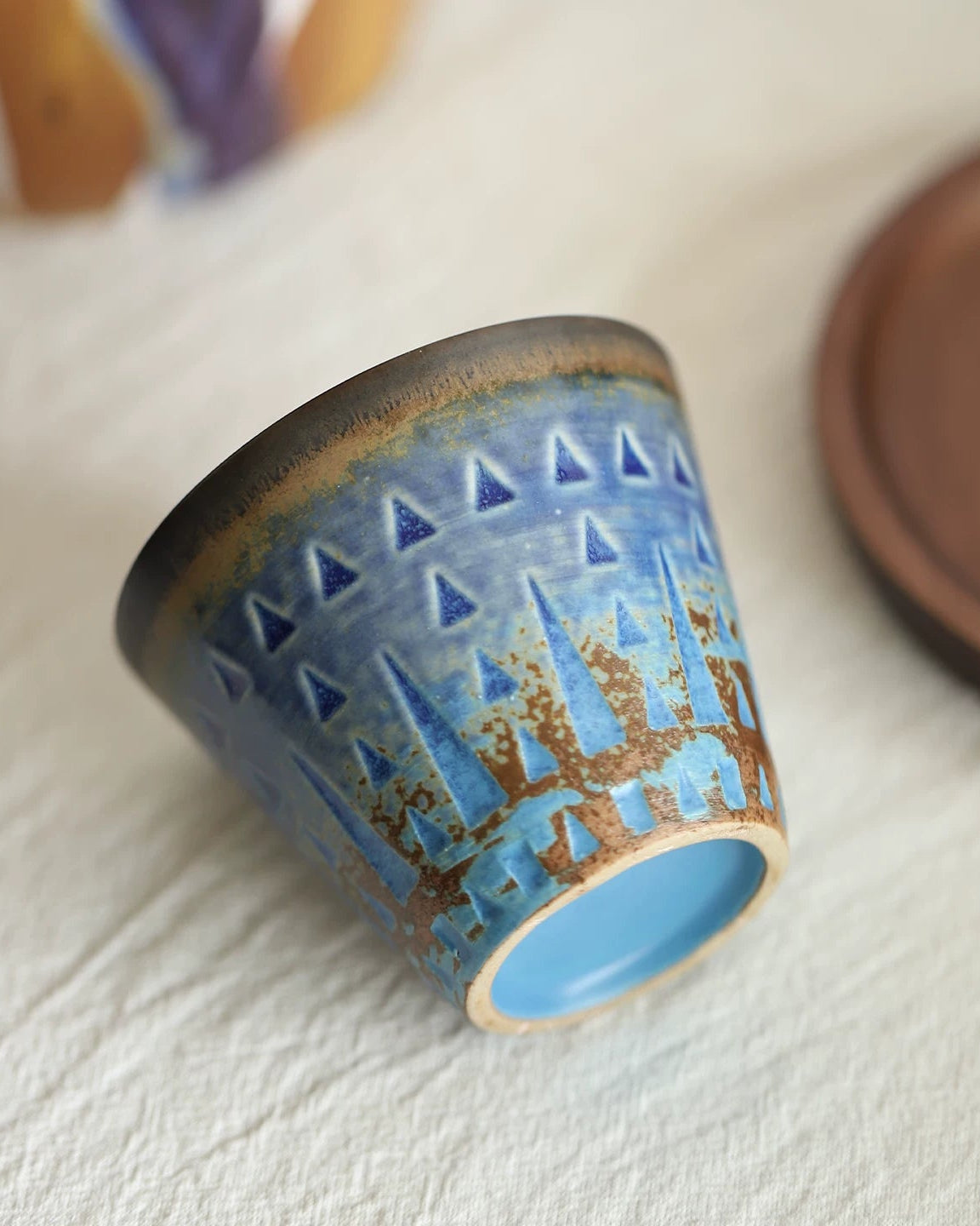Vintage Reactive Glaze Underglaze Ceramic Coffee Cup