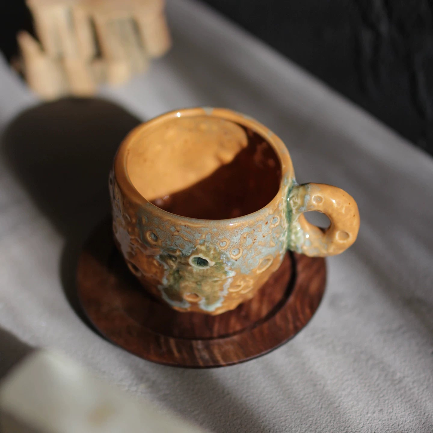 Vintage Underglaze Ceramic Coffee Cup