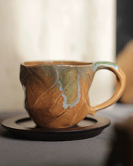 Vintage High-Fired Underglaze Ceramic Coffee Cup