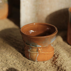 Vintage Irregular Underglaze Ceramic Coffee Cup