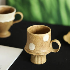 Wabi-Sabi Polka Dot Ceramic Pedestal Coffee Cup